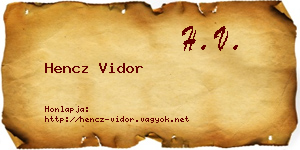 Hencz Vidor névjegykártya